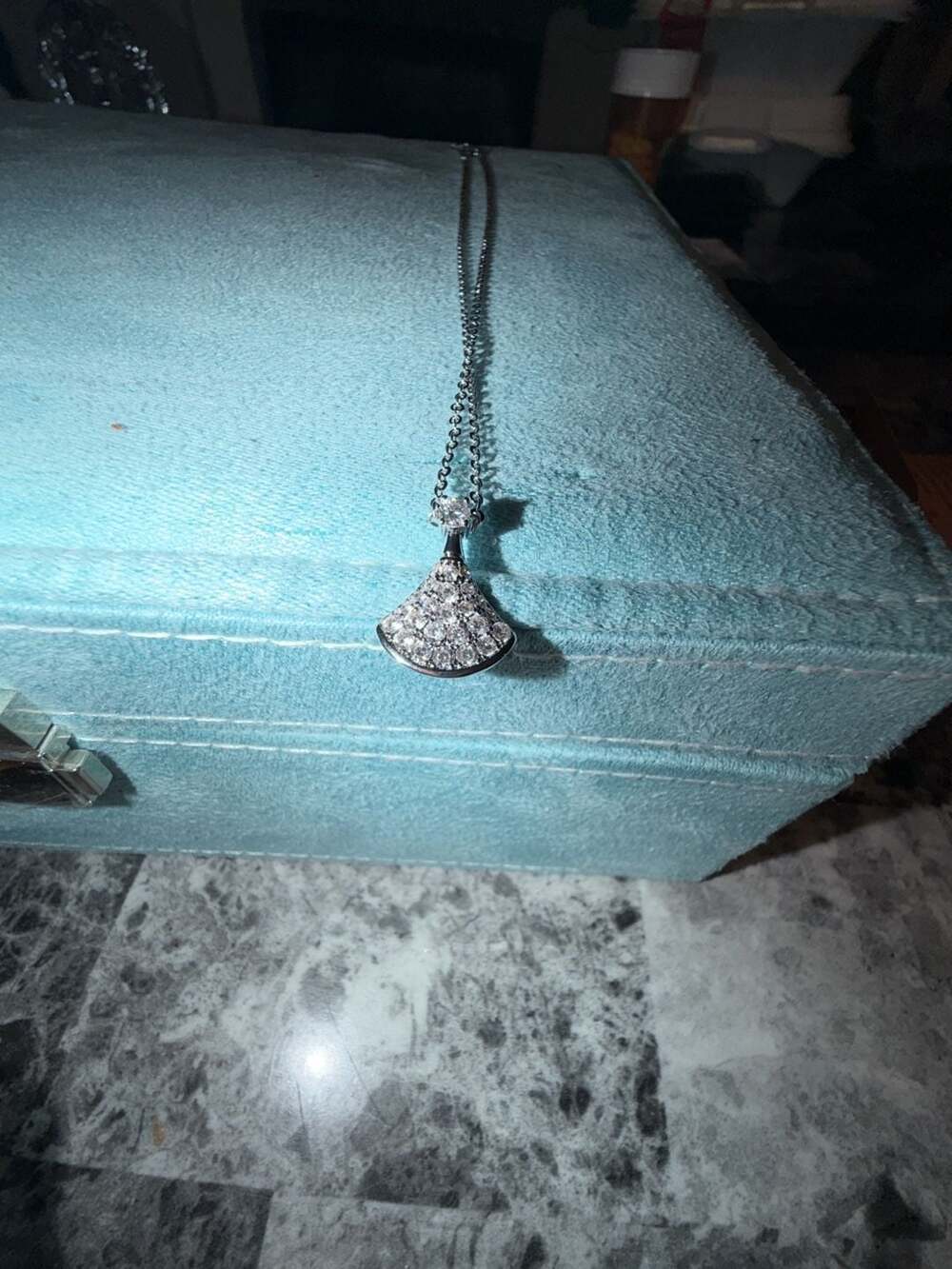 Moissanite Fan-Shaped Skirt Pendant Necklace  with GRA Certificate